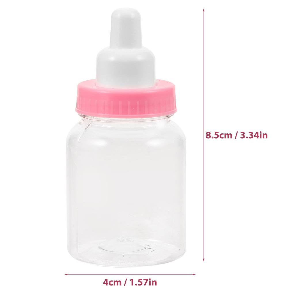 12Pcs Pink Plastic Mini Feeding Bottle Gift Boxes for Baby Shower Decorations Candy Filler Favor Packaging 9Cm 4Cm D