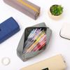 Pure Color Zipper Canvas Stationery Holder Box Pen Bag Pencil Pouch Pen Case