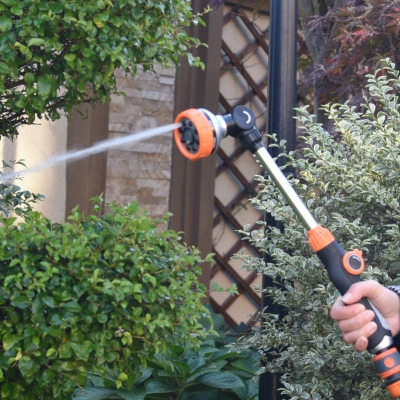 Gartenschlauch-Wand 8 Muster Multifunktional ABS TPR Aluminiumlegierung Langer Schlauchdüse Sprüher Für Landwirtschaft Bewässerung Auto