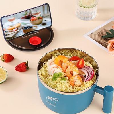 1000ML Instant Noodle Bowl with Lid Lunch Box Stainless Steel Ramen Bowl Student Dormitory
