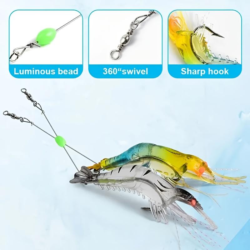 5Pcs/lot Soft Shrimp Artificial Bait with Swivels & Glow Beads Noctilucence Sabiki Rigs Fishing Lure for Freshwater & Saltwater 260319