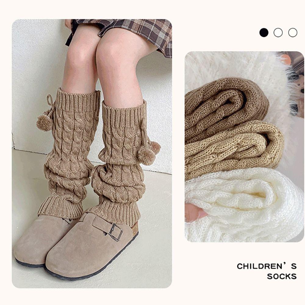 Korean Style Children's Sock Cover Plush Leg Cover Hairball Long Stacked Socks  Autumn and Winter