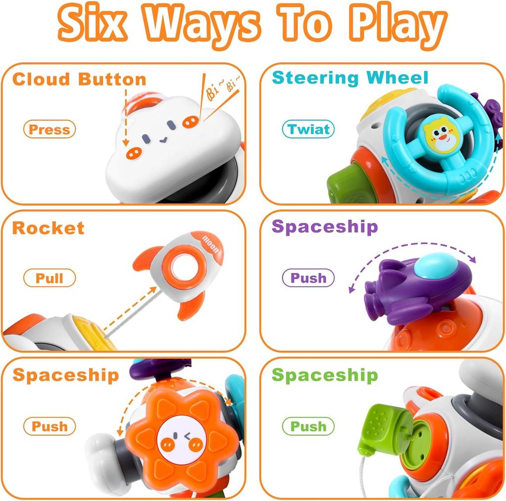 Montessori 6-in-1 Busy Sensory Activity Cube Toy for Babies Aged 1 to 3 Years, Fun Educational and Portable Toy for Home and Travel Early