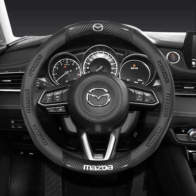 AAFB1 38CM Housse de Volant en Fibre de Carbone et Cuir Pour Axela Atenza 3 2 6 CX3 CX5 CX30 CX8 CX9 MX5 RX7 RX8 SKYACTIV