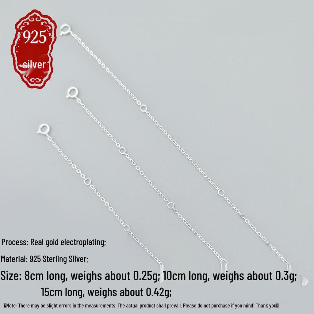 S925 Sterling Silver Handmade Adjustable Bracelet Extension Chain