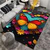 Colorful Butterfly and Floral Carpet Non-slip Rug Suitable for Living Room and Bedroom Sofas