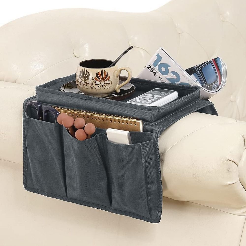 Non-Slip Sofa Handrail Tray Foldable Couch Arm Rest Organizer Couch Table Top Holder  Snack