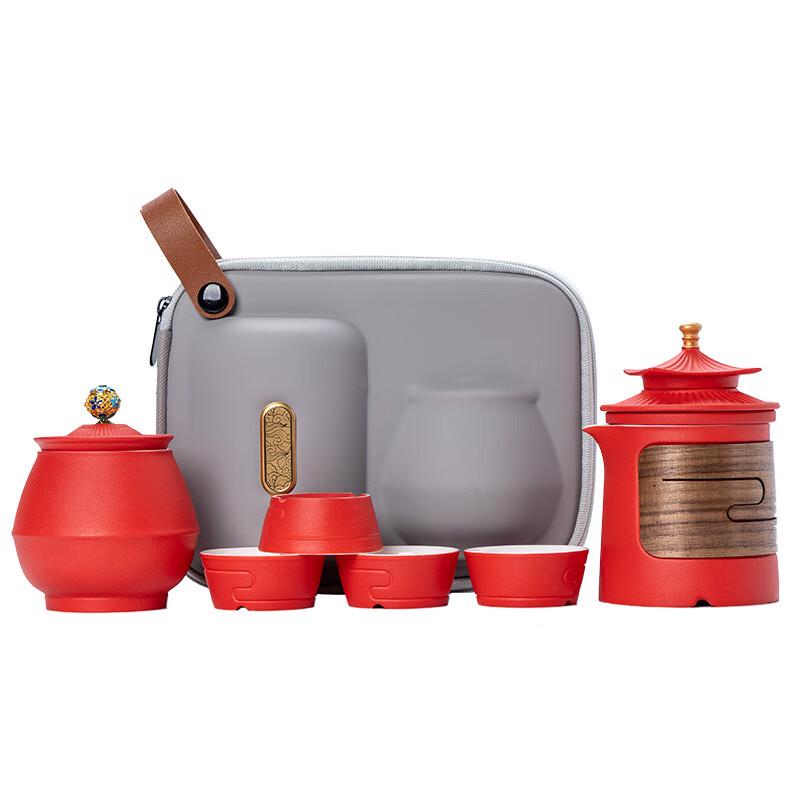 Zhuang Lu Hua Pin Chinese Ceramic Travel Tea Set