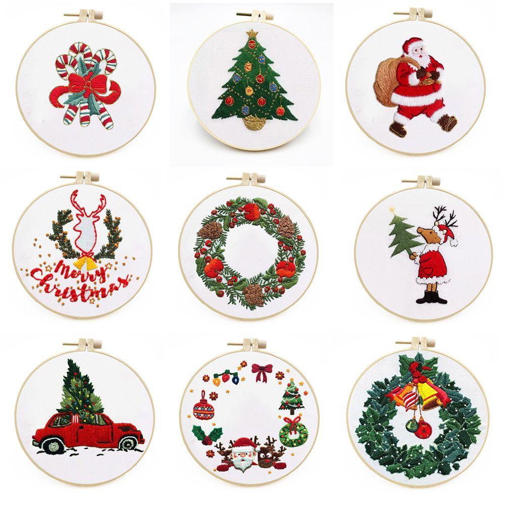 Accessories Xmas Patterns DIY Merry Christmas Cross Stitch Kit Embroidery Hoop Christmas Embroidery