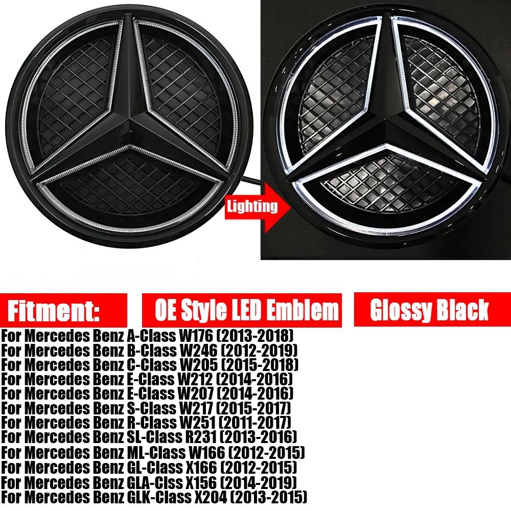 Star Badge Car Front Grill LED Emblem Light For Mercedes Benz 3D Mirror Logo CLA A B C E S GLA GLK ML GL CLS R