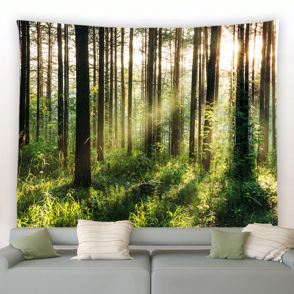 Fantasy Houby Květiny Rostliny Stromy Přírodní Krajina Nástěnná Dekorace Obývací Pokoj Ložnice Tropický Deštný Les Gobelín