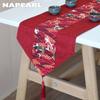 1PC Red Chinese Style Festive Retro Cotton and Linen Printed Table Runner for Dining Table Coffee Table Home Decor