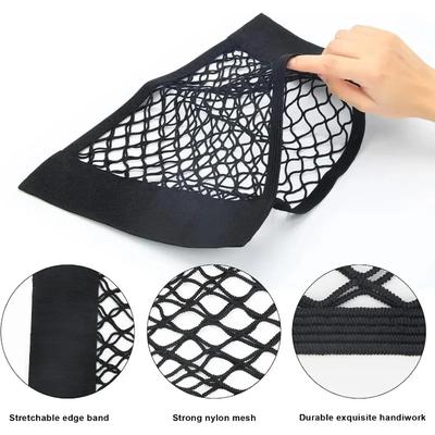 Car Storage Mesh Seat Elastic Storage Velcro Storage Bag Trunk Mesh Elastic Storage Bag Storage Organizing Bag Car Accessories