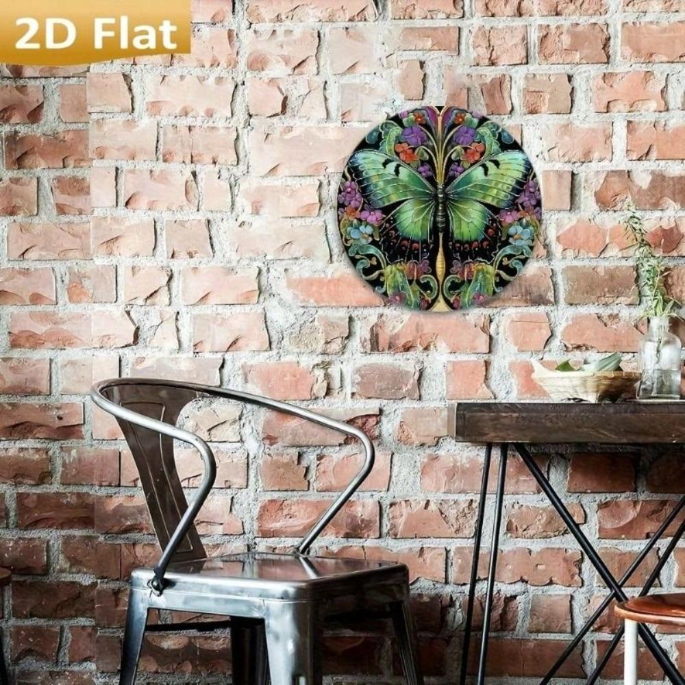 Vintage Art Deco Metal Poster Butterfly Flowers for Home