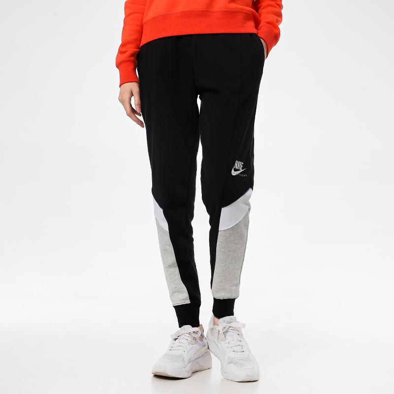 Nike NSW Heritage Jogger Fleece Color Block Casual Sport Knit Cuffed Pants Women Bottoms Black CZ8609-010