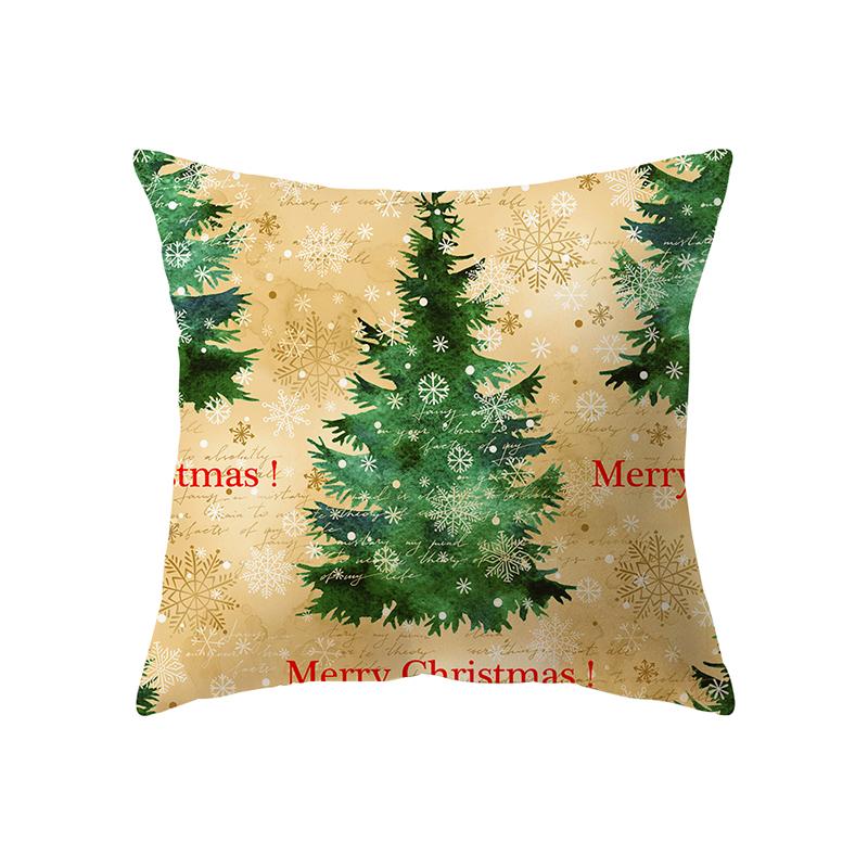 Merry Christmas Tree Decoration Printed Pattern Cushion Cover Home Living Room Sofa Decoration Polyester Pillow Pillow Cover