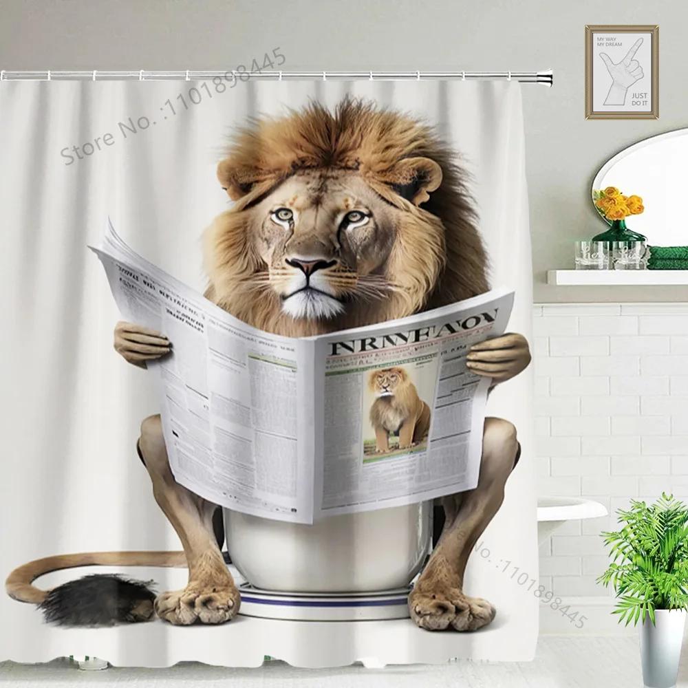Lustiger Tier Duschvorhang Badewanne Yak Kuh Esel Dschungel Wildtiere Modern Minimalistisch Toilette Lesen Ziege Badezimmer Duschvorha