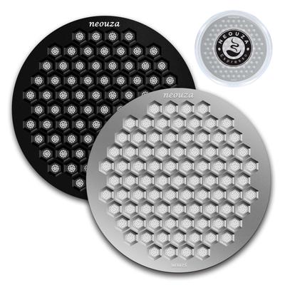 NEOUZA Espresso Pack Screens, 0.8mm Thick Honeycomb Mesh, Reusable Coffee Filters for Portafilter Baskets, V4 (Black + Silver, 2-Pack, 51mm)