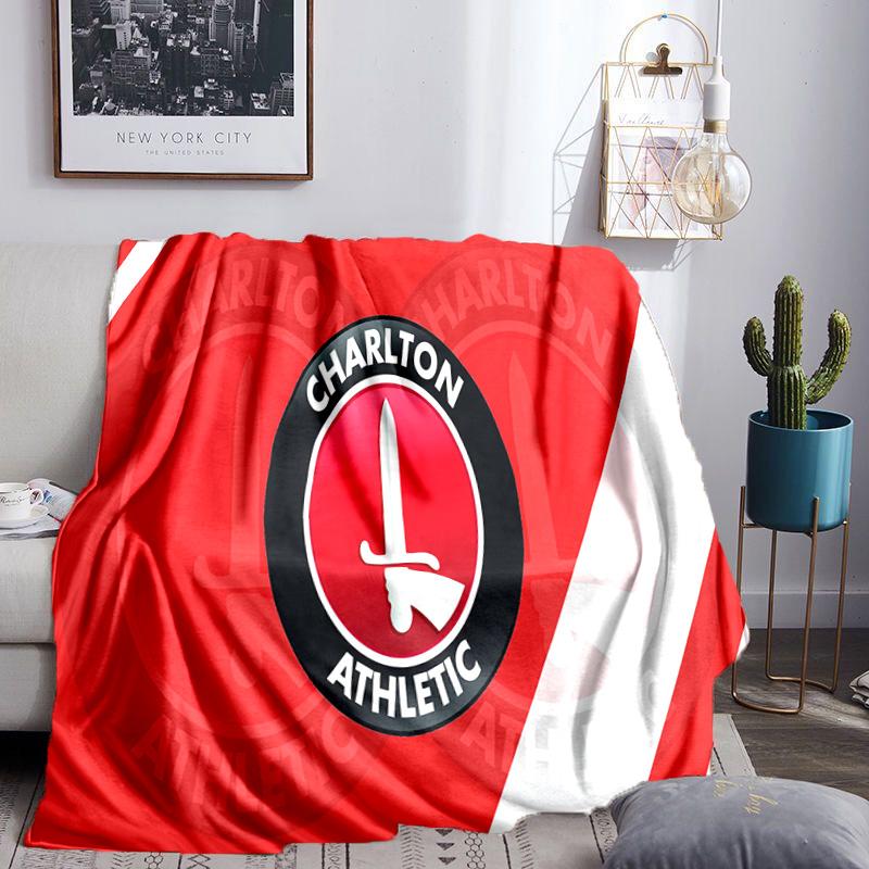 Charlton FC Crest Throws Blanket Flannel Blankets Plush for Couch Bed Gifts for Men Women Travel picnic blanket Christmas fan gifts