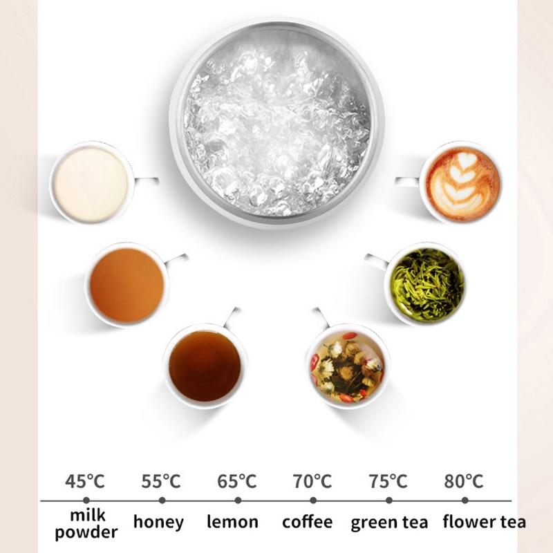 350ml Electric Kettle Portable Electric Heating Bottle Automatic Kettle 304 Stainless Steel Thermal Pot Boiling Water Cup 220V