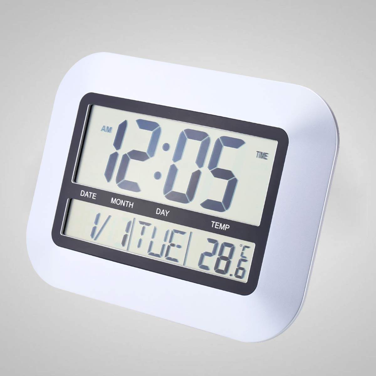 

Multifunctional Digital Alarm Clock Indoor Thermometer Calendar Temperature Date Week Display for Bedroom Living Room Study белый