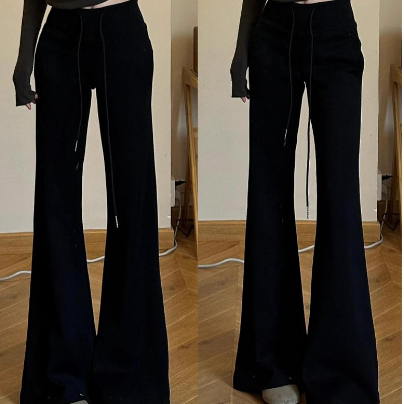 2025 Spring Women’s Micro-Flare Sweatpants: Loose Fit, Drawstring, Casual Sports, Straight Wide-Leg Design.