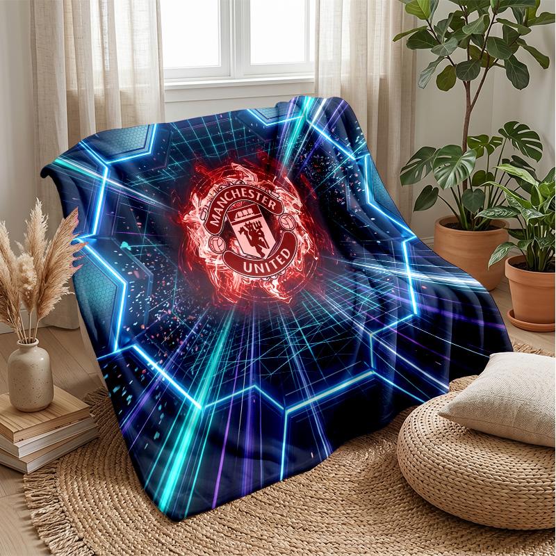 Manchester United Theme Blanket Soft Flannel Blanket Plush Throw Blanket Cozy Sofa Bed Blanket for Home Decor