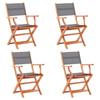 Day and Night - Day and Night Folding Garden Chairs 4 Units Eucalyptus Wood and Gray Textilene