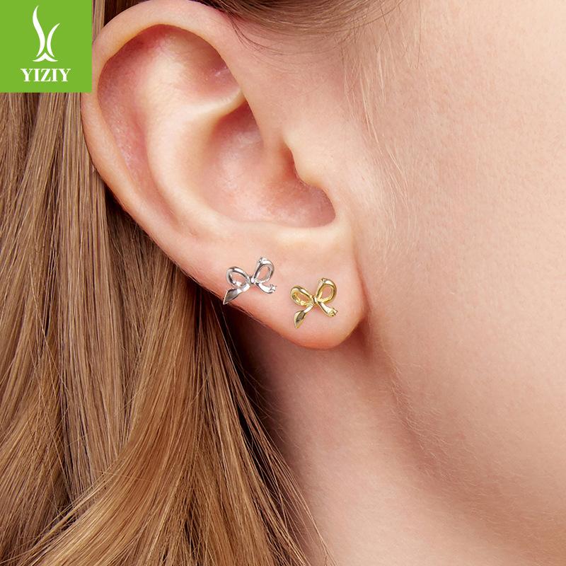 S925 Silber Ohrstecker mit vielseitigen Ohrlöchern, kleine Mini Sternenlicht Schleifen Ohrringe