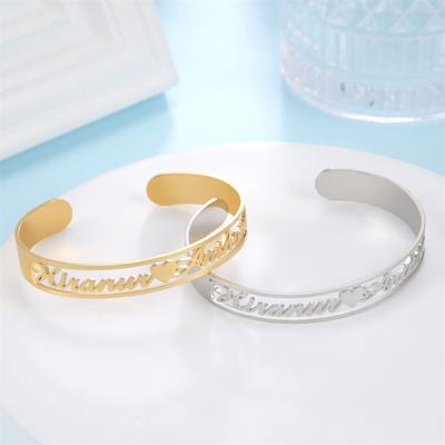 Lemegeton Fashion Custom Name Bracelet Bangle Stainless Steel Personalized Bracelet For Women Jewelry Valentins Day Gift