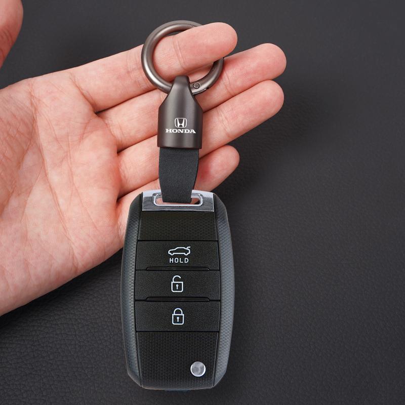 Zinc Alloy Car Key Chain Leather Car Key Strap Accessories For Honda Stepwgn Civic Accord Fit Jazz Pilot CRV Odyssey City Vezel ZP8