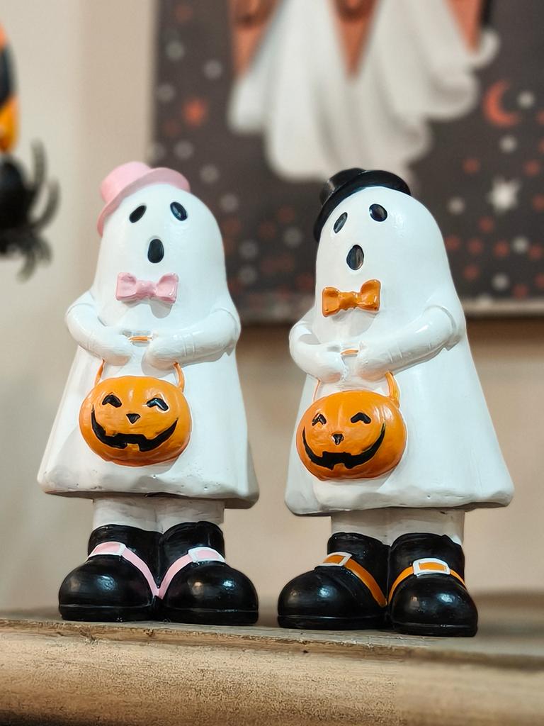 Halloween Couples Ghost Sculpture Creative Ghost Figurine Home Bedroom Entrance Decoration Holiday Figurine