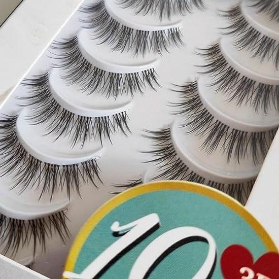 Clear Eyelash False Eyelashes Extensions Large Capacity 10 Pairs (Natural Type)