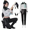 Costume Cosplay Sage di Valorant da Donna Set Completo, Outfit Tattico Crop Top e Pantaloni per Halloween Comic-Con Role-Play
