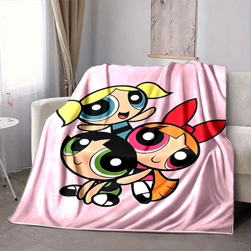 1pc Powerpuff Girls Flannel Throw Blanket Lightweight Soft Warm All Season Blanket for Sofa, Bed, Travel,L1028122