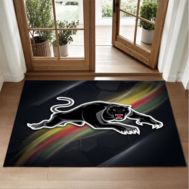 Penrith Panthers Design Crystal Velvet Rug Soft Decorative Mat for Bedroom Entrance