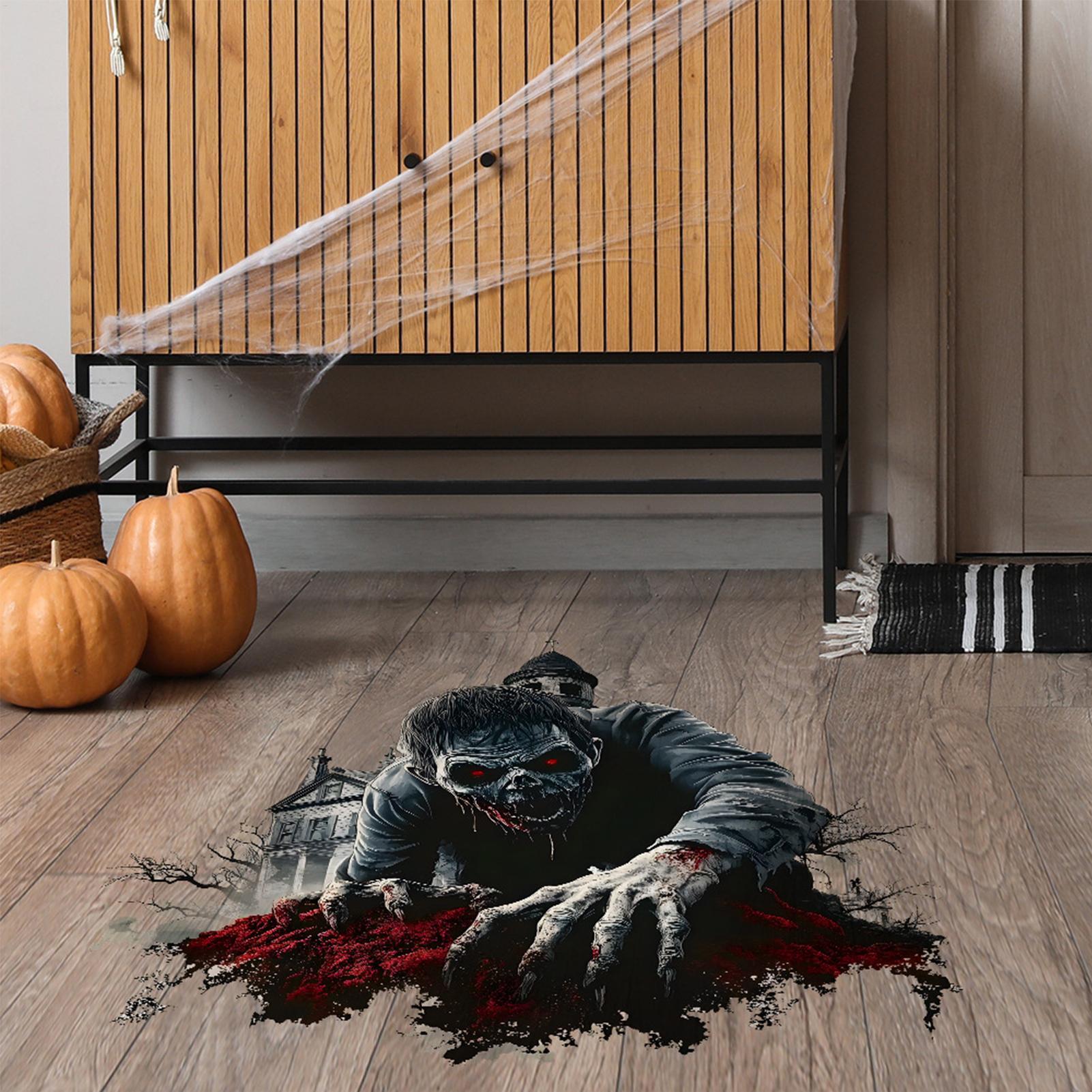 Halloween Wall Stickers 3D Zombie Halloween Party Wall Decorations Scary Removable Gothic Clings Floor Stickers For Bathroom China Mainland