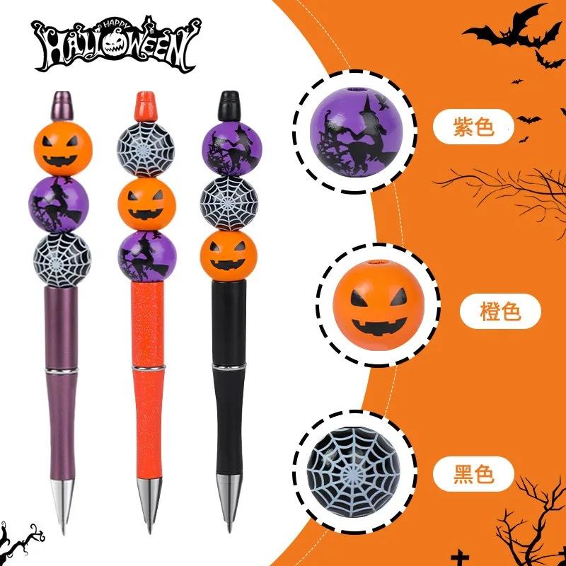 Halloween Funny Pumpkin Bead Pen Favors Witch Spider Web Ballpoint Pen Gifts Trick Or Treat Kids Happy Hallowen Party Favors