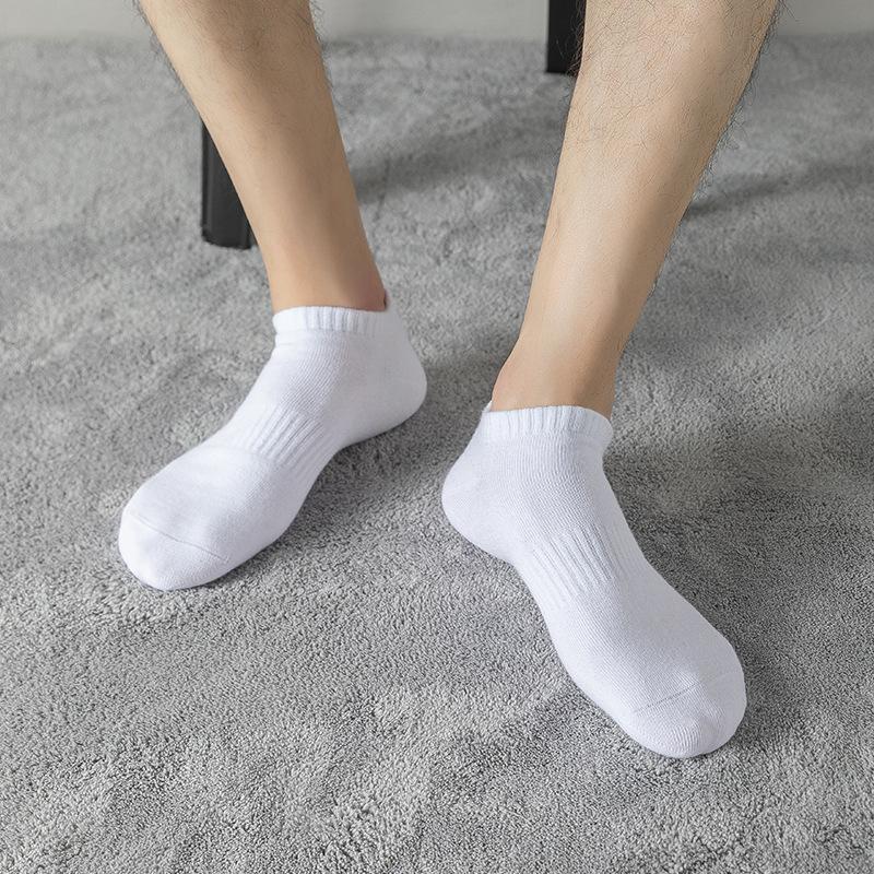 5 Pairs 100% Cotton Summer Men's Boat Socks Black White Solid Colour Absorption Women Anti-Odor Breathable Low Cut Sports Socks