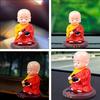 PRETYZOOM Little Monk Figurine, Solar-Powered Monk Ornament Car Dashboard Decoration, Plastic Monk Buddha Statue Bobble Head Toy for Home Office
