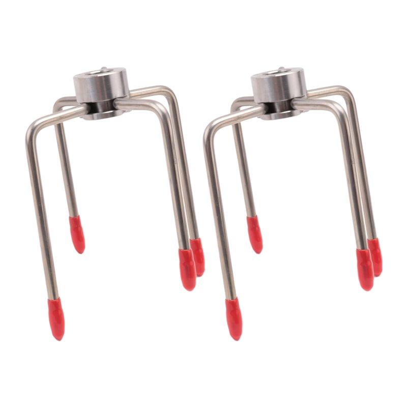 A84X-2Pcs BBQ Rotisserie Meat Forks Clamp Grill Meatpicks Stainless Steel Barbecue Skewer