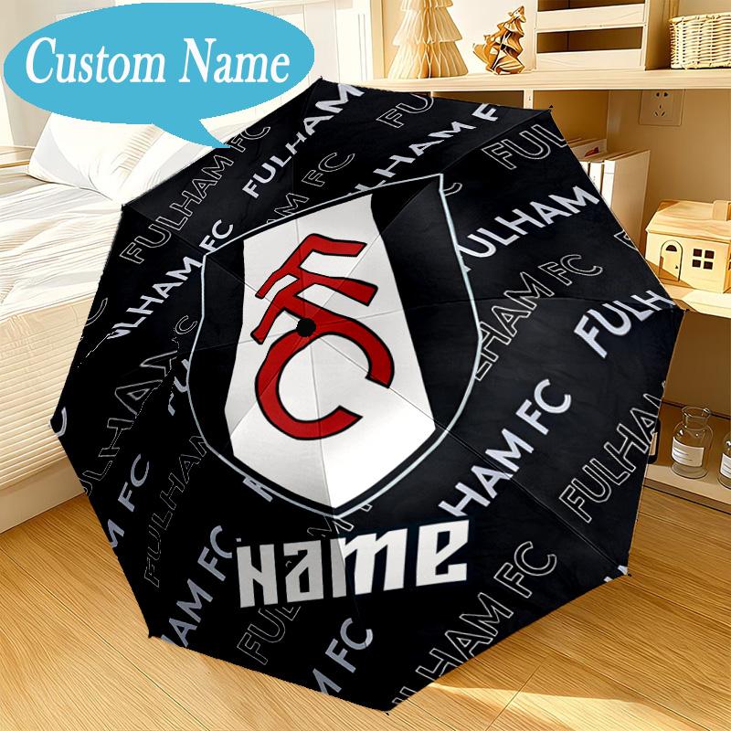 Custom Name Umbrella Fulham FC Crest Umbrella 8-Frame for Travel, Camping, Casual Lightweight Portable, Essential for Family Gifts