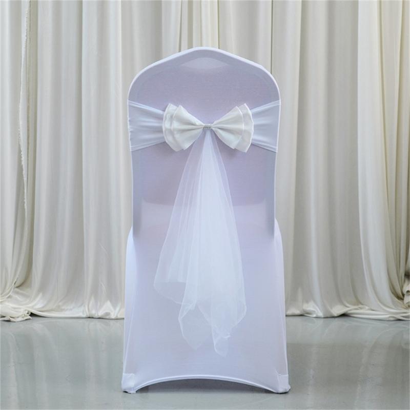 652F Satins Chair Cover Chair Sashes for Wedding Ceremony Dining Hall Party Outdoor Decoration Easy to Install