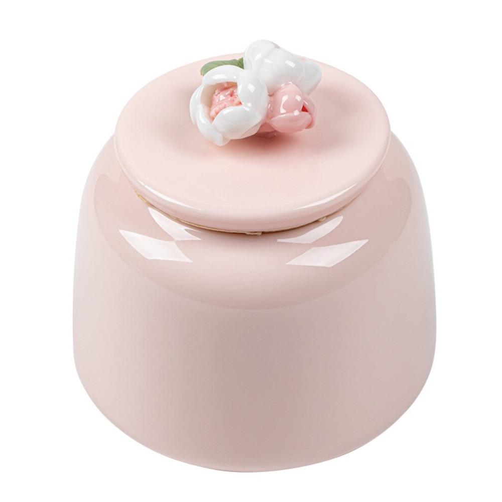 Pink Ceramic Tea Jar Flower-Patterned Tea Packaging Box Tea Container Tea Tin Can  Tea Ceremony 200ML