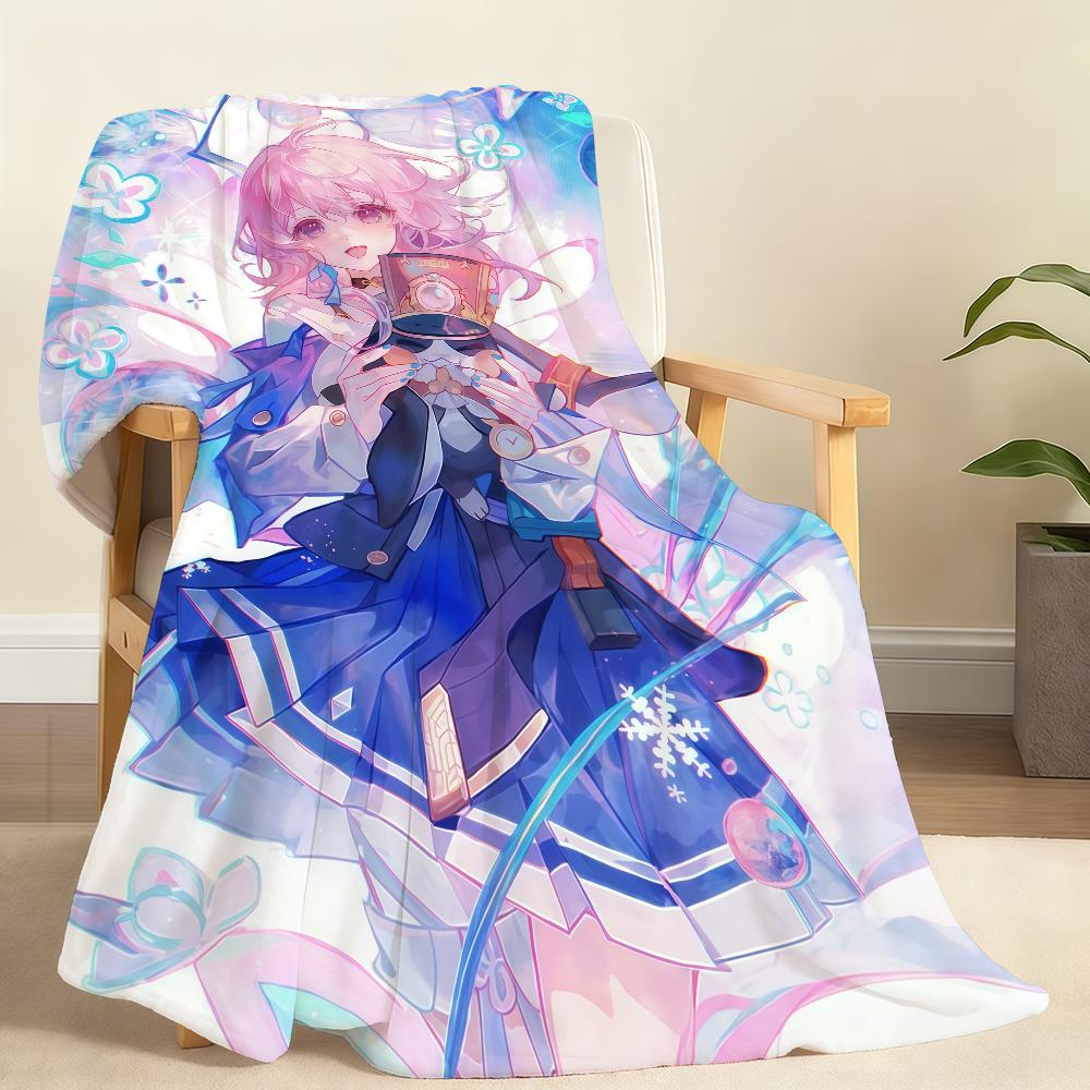 Hot Game Honkai Star March 7th Blanket Soft Throw Blanket for Home Bedroom Bed Sofa Picnic Travel Office Rest Cover Blanket Gift