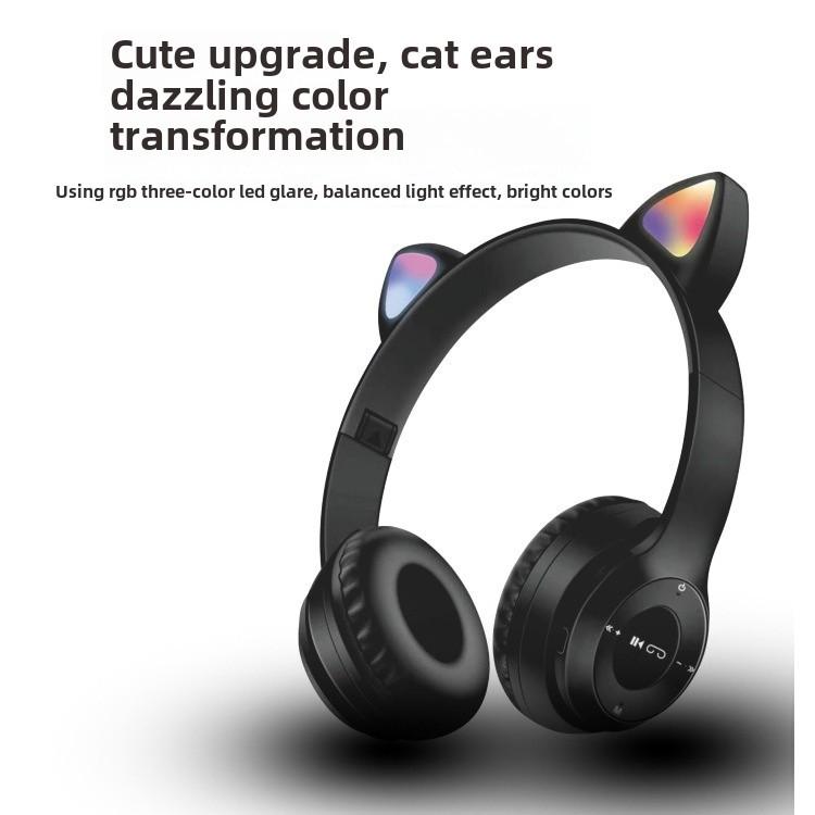 P47M Wireless Bluetooth Headset with Colorful Cat Ear Lights
