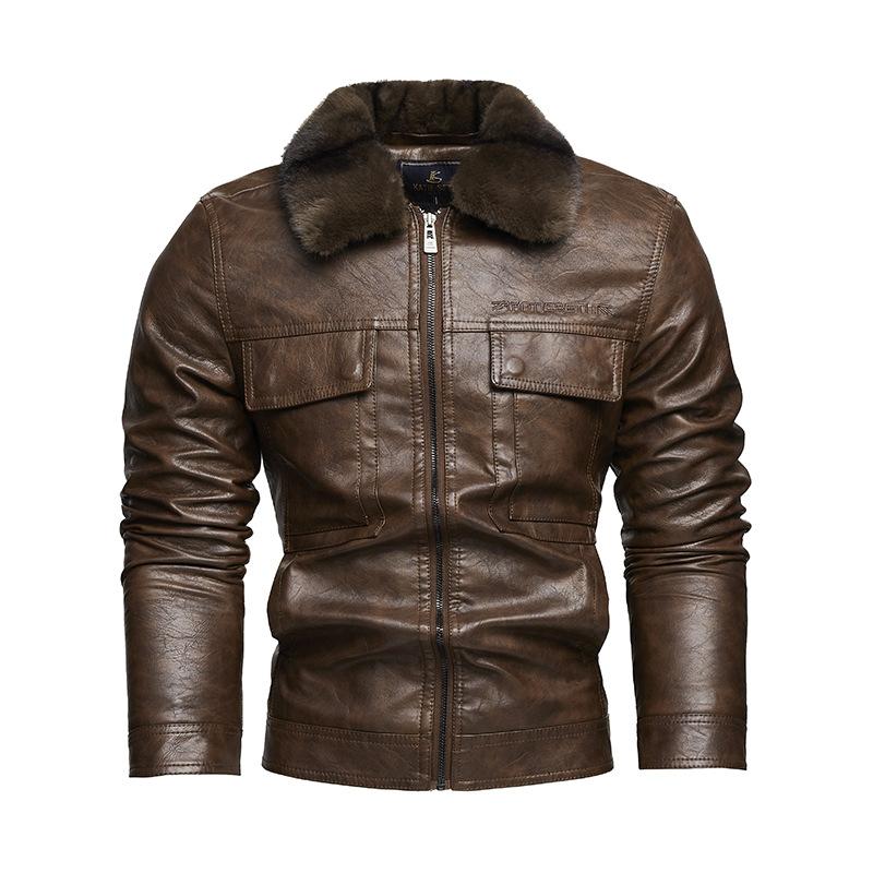 New Men's Leather Jacket Men's Coat Motorcycle Suit Modern Tough Guy Leather Men Plus Velvet
