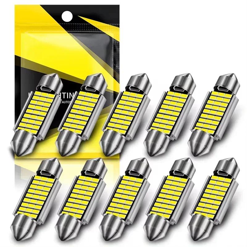 

New 10PCS C5W LED Bulbs Canbus Festoon 31/36/39/41mm LED For Car Interior Dome Trunk License Plate Lights 12V 300LM 6500K White 6000K-white&31mm
