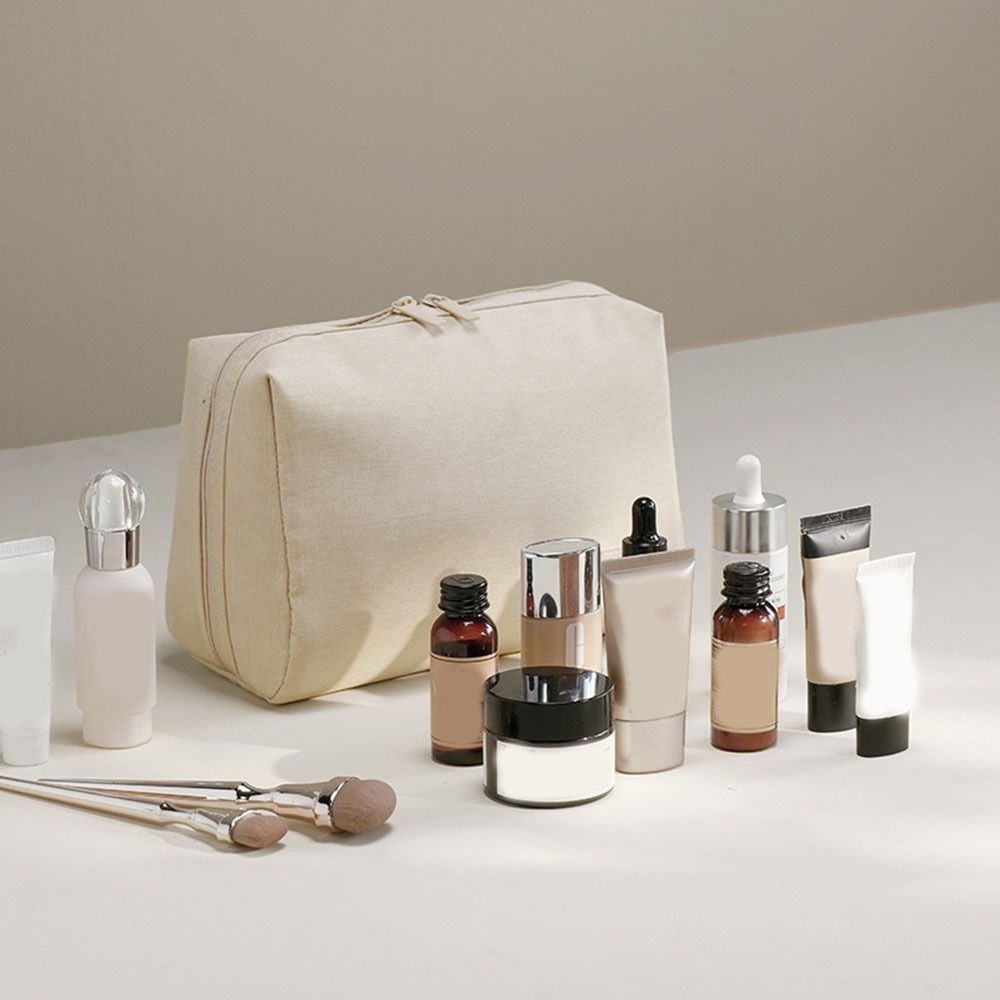 Solid Color Cosmetic Storage Bag Waterproof Toiletry Wash Bag Zipper Makeup Bag  Girls