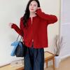 Simple small round neck twist knitted cardigan women's loose and thin versatile sweater jacket top